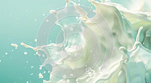 Splash of milk on pastel blue background.